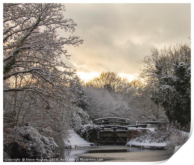 Winter on the Basingstoke Canal Print by Steve Hughes