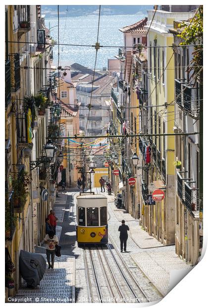 Lisbon street view Print by Steve Hughes