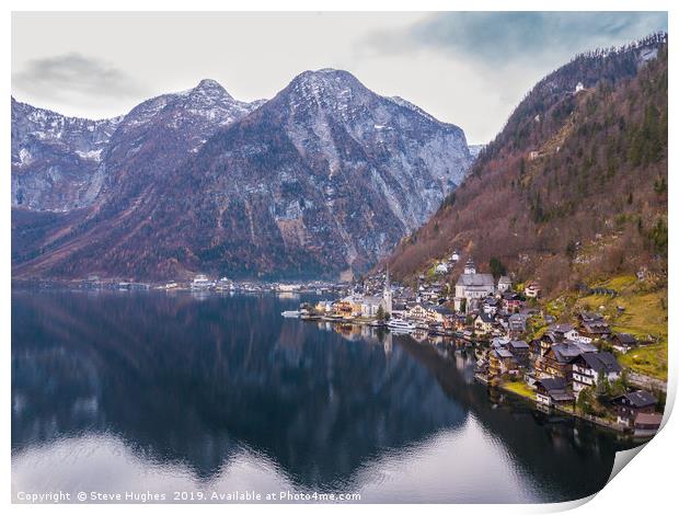 Hallstatt, Austria from above Print by Steve Hughes