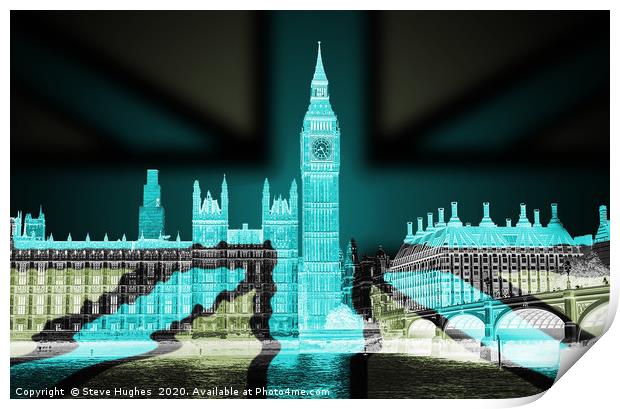 Big Ben and Palace of Westminster inverted Print by Steve Hughes
