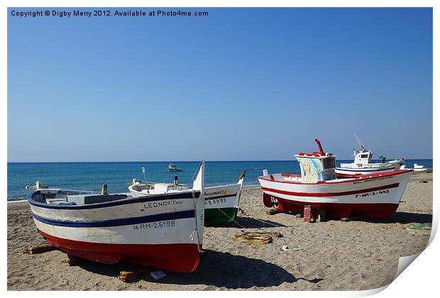 Beached boats Print by Digby Merry
