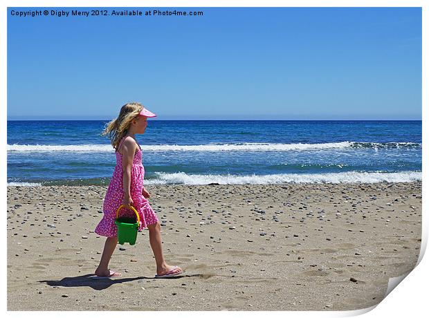 A walk along the beach Print by Digby Merry