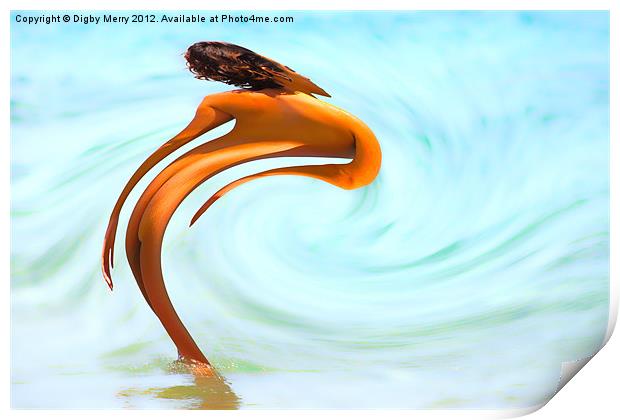 Stepping into the Sea Print by Digby Merry
