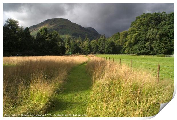 A dark moody sky at Patterdale Print by Simon Armstrong
