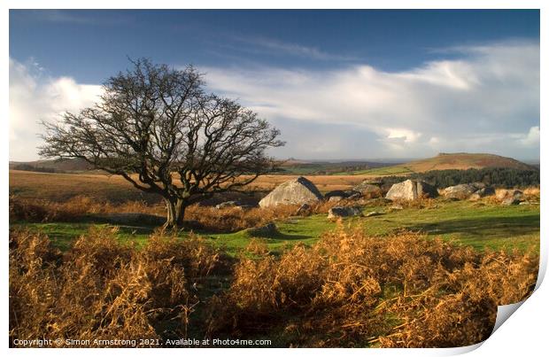 Combeshead Tor, Dartmoor Print by Simon Armstrong