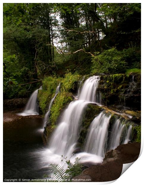 Sgwd Isaf Waterfall Print by Simon Armstrong