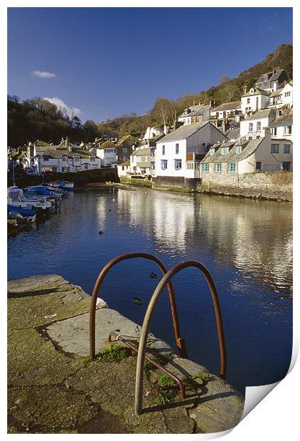 A sunny day at Polperro Harbour Print by Simon Armstrong