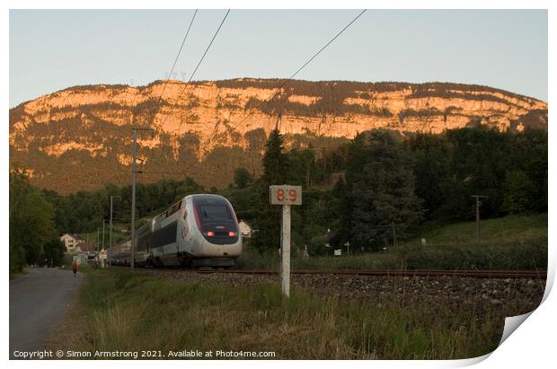 TGV train in the French Alps Print by Simon Armstrong