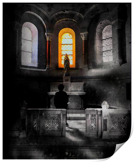 Shadows in the church Print by Alan Mattison