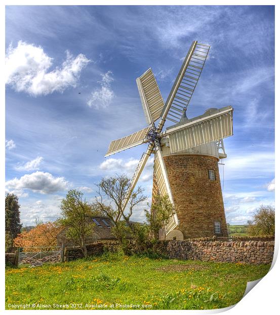 Heage Windmill Print by Alison Streets
