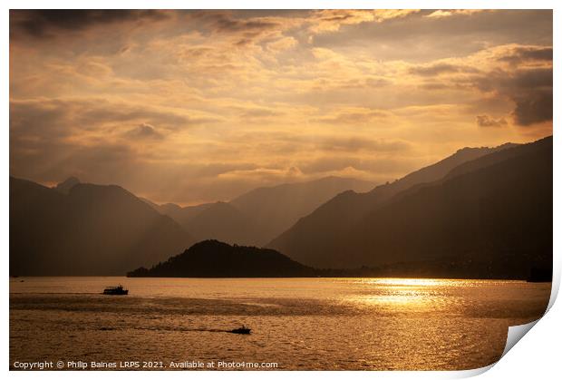 Lake Como Sunset Print by Philip Baines