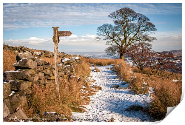 Haworth Moor in Winter Print by Philip Baines