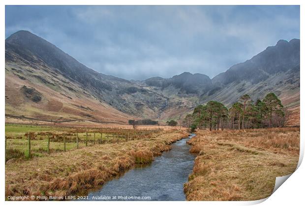 Fleetwith Pike from Gatesgarth Beck Print by Philip Baines