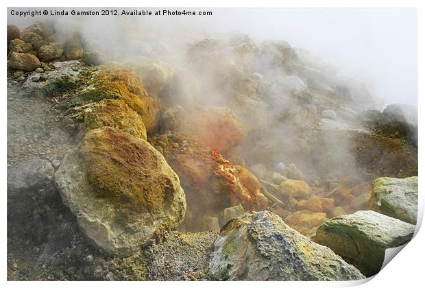 Solfatara live volcano, Naples, Italy Print by Linda Gamston