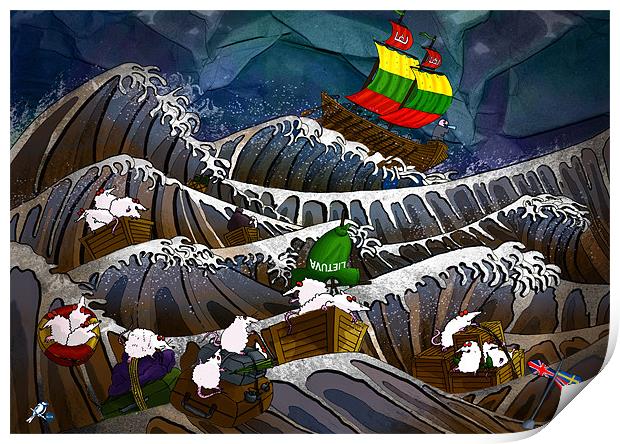 Sinking boat Print by Ruta Dumalakaite