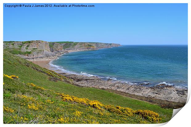 Fall Bay, Gower Peninsula Print by Paula J James