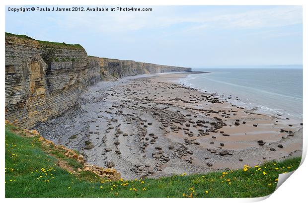 Monknash Coast, Vale of Glamorgan Print by Paula J James