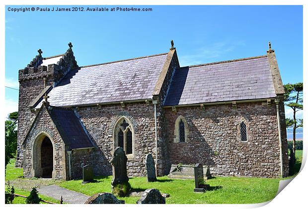 St Madoc's Church, Llanmadoc Print by Paula J James