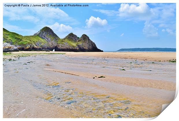 Three Cliffs Bay Print by Paula J James