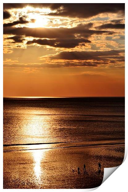 Sunset over the Sea Print by Paula J James