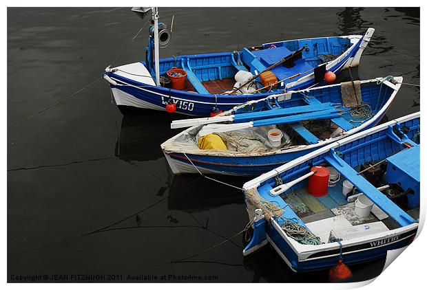 Three Boats Print by JEAN FITZHUGH