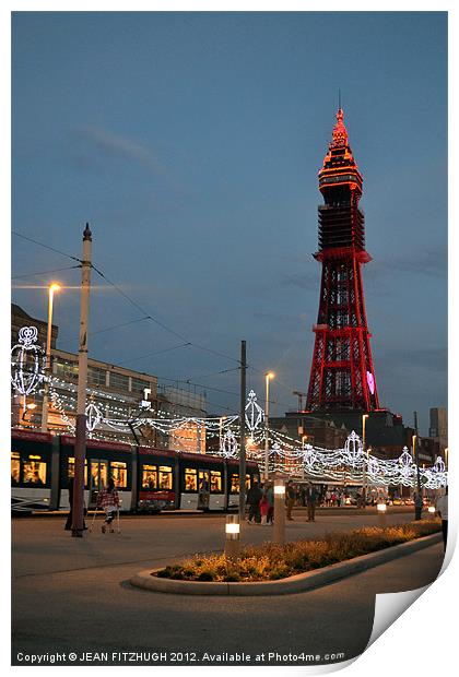 Blackpool Tower and Illuminations 2012 Print by JEAN FITZHUGH