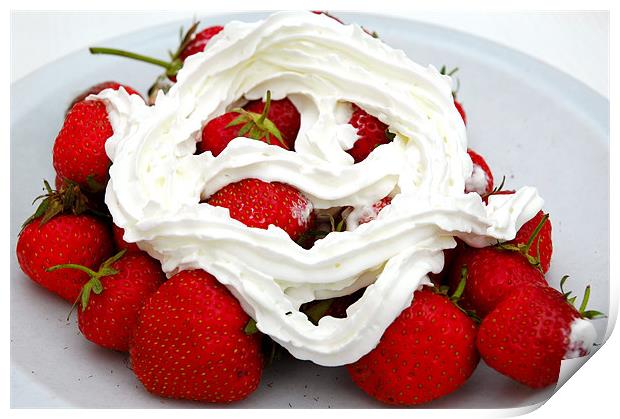 Strawberry's and Cream Print by JEAN FITZHUGH