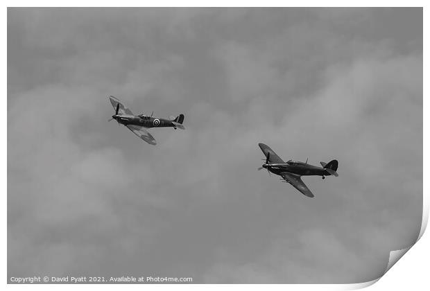 Spitfire And Hurricane Flight  Print by David Pyatt