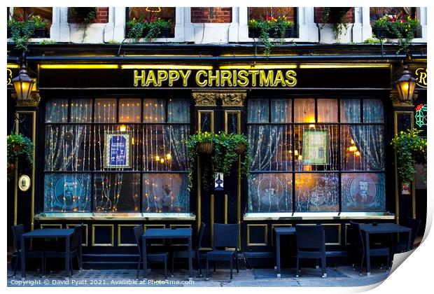 Happy Christmas Pub Print by David Pyatt