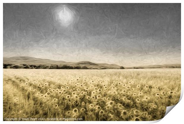 Sunflower Field Of Art Print by David Pyatt