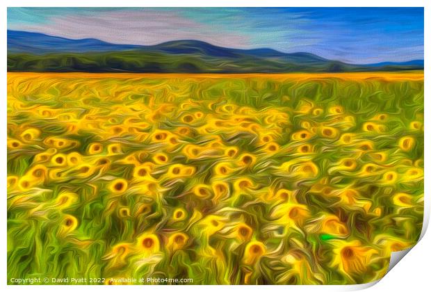 Sunflower Summer Texture Art Print by David Pyatt