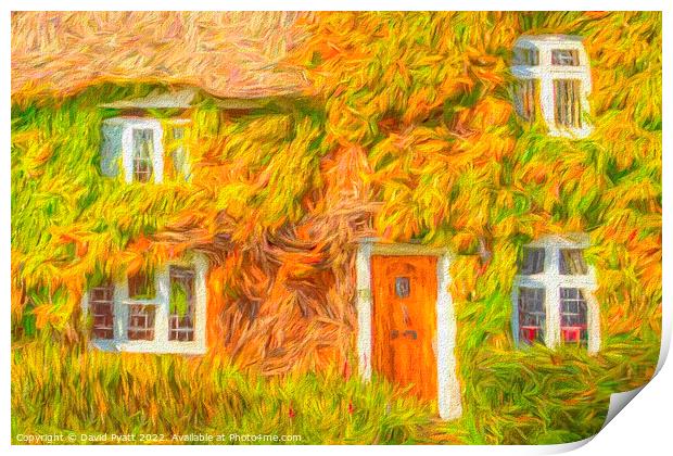 Thatched Cottage Art Style Print by David Pyatt