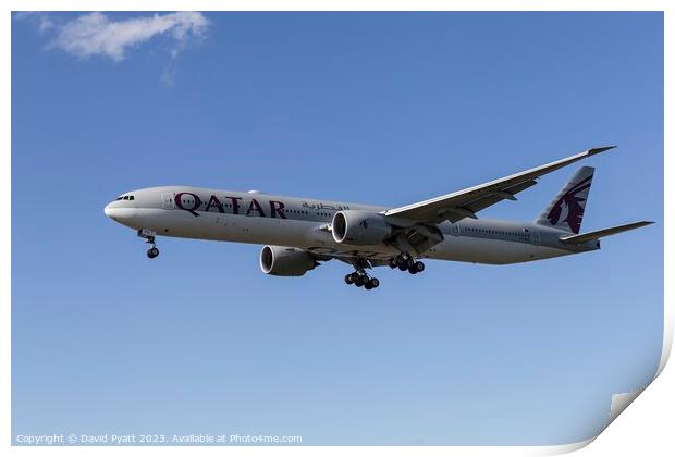 Qatar Airways Boeing Boeing 777 Print by David Pyatt