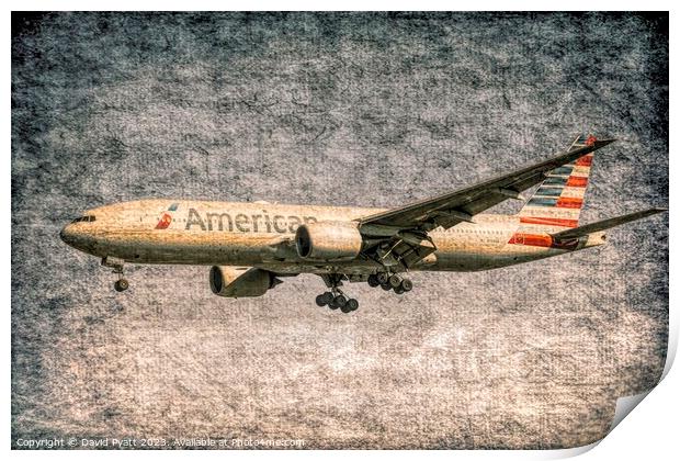 American Airlines Boeing 777 Vintage Print by David Pyatt