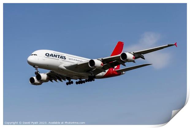 Qantas Airbus A380-842 Print by David Pyatt