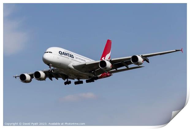 Qantas Airbus A380-842  Print by David Pyatt