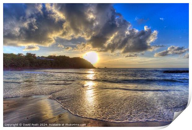 St Lucia Beach Sunset Print by David Pyatt