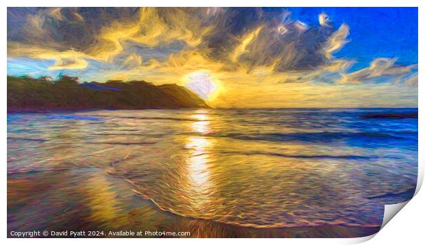 St Lucia Beach Sunset Art Panorama Print by David Pyatt