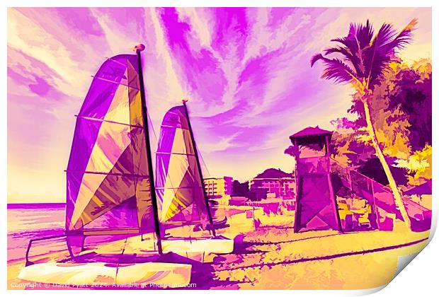 St Lucia Beach Pop Art Print by David Pyatt