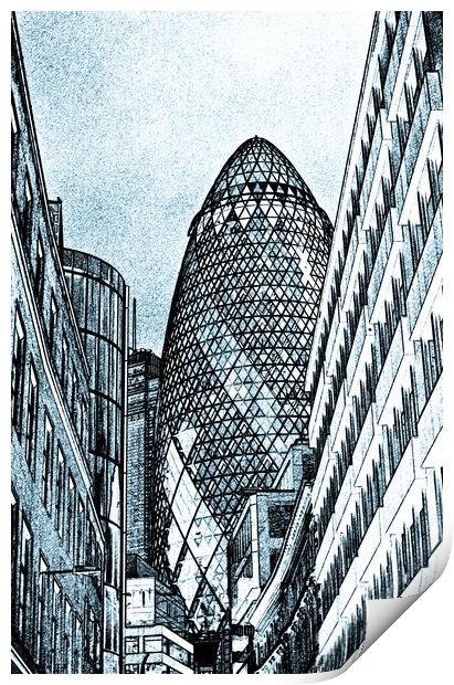 The Gherkin Building London Print by David Pyatt