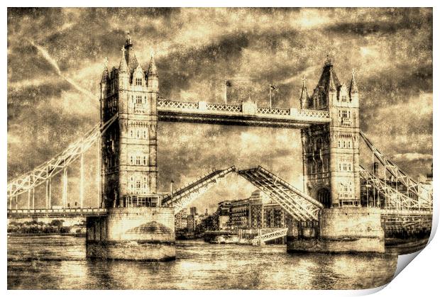 Tower Bridge London opening Print by David Pyatt
