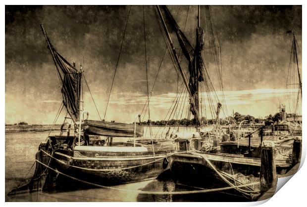 Thames sailing barges vintage Print by David Pyatt