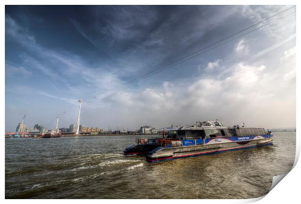 Thames Clipper And Cable Car Print by David Pyatt