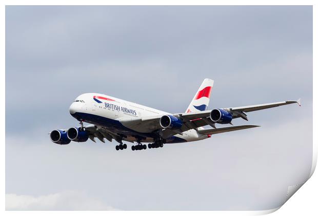 British Airways Airbus A380 Print by David Pyatt