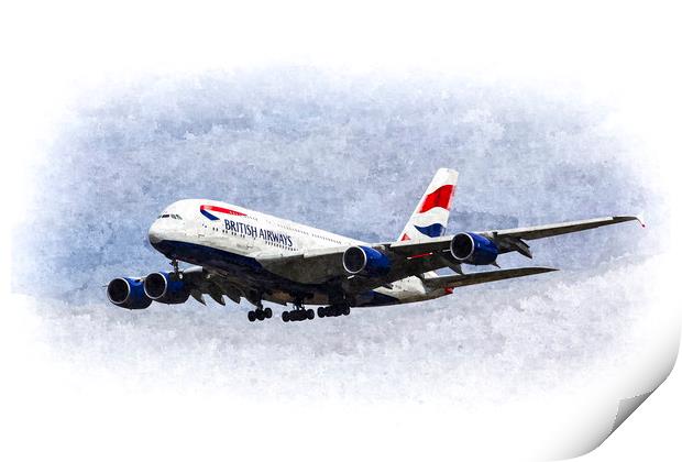 British Airways Airbus A380 Art Print by David Pyatt
