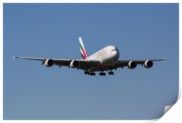 Emirates Airbus A380 Print by David Pyatt