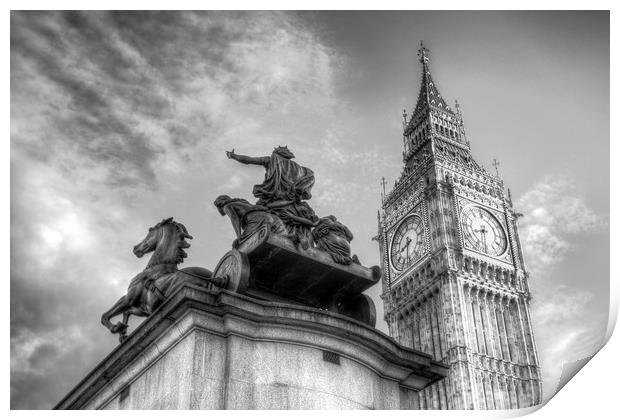 Big Ben and Boadicea Statue  Print by David Pyatt