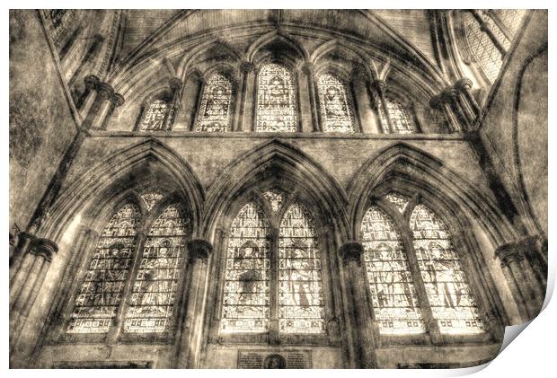 Rochester Cathedral Stained Glass Windows Vintage Print by David Pyatt