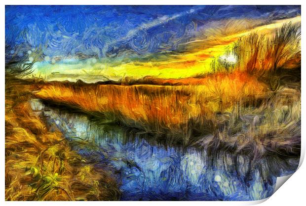 The Sunset River Van Gogh Print by David Pyatt