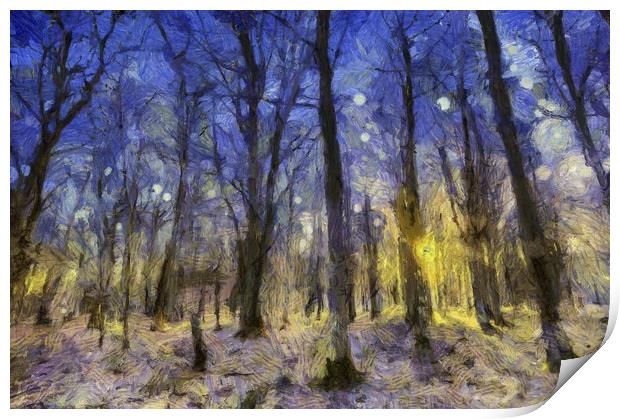 Sunset Forest Van Gogh Print by David Pyatt